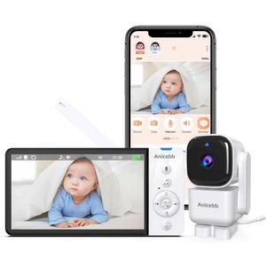 Smart Baby Monitor with App & 5" Screen, Dual Mode (2.4 GHz WiFi Phone Access & Secure No-WiFi), Auto Motion Tracking PTZ Camera, 36H Battery, Night Vision, Cry/Temp Alerts