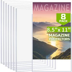 8 Pack 8.5 x 11 Magazine Protectors for Collectors, PTYTIFY 5mm Crystal Clear Magazine Toploaders, Heavy Duty Plastic Comic Book Sleeves for Document, Birth Certificates, Posters, Photos, Meuns