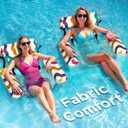 Funscape Pool Floats Chairs Adult, 2 Packs Heavy Duty Inflatable Swimming Pool Lounges, Fabric Floating Hammock Seat, Kid Blow Pool Noodle Lake Raft Floaties, Fun Summer Beach Water Party Game-Rainbow