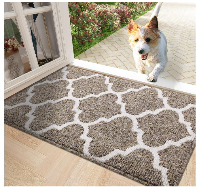 OLANLY Indoor Door Mat, 30x17, Non-Slip Absorbent Resist Dirt Entrance Mat, Washable Low-Profile Inside Floor Doormats for Entryway, Brown