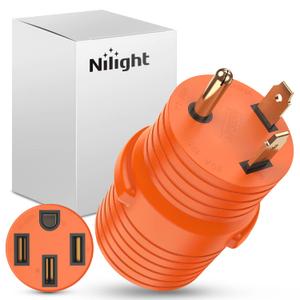 Nilight 30 Amp to 50Amp RV Power Adapter 3 Prong 125/250 Volt Heavy Duty Converter TT-30P to 14-50R 30A Male Plug to 50A Female Receptacle for Camper Caravan Trailer Generator (30Amp Male to 50Amp Female)