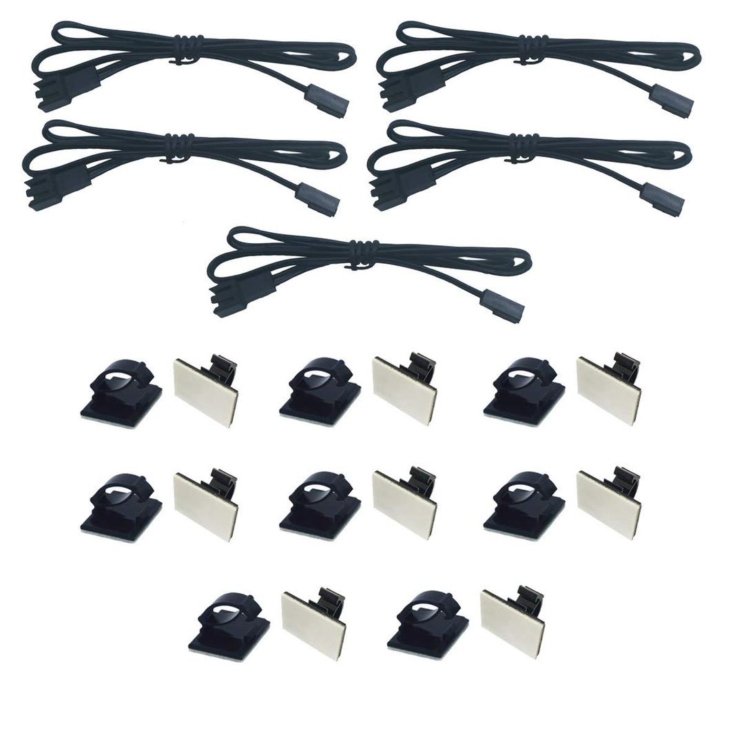 Litever 20 Inches Extension Cable 22 awg, Male to Female, ONLY Under Cabinet Lighting Kit LL-013 Series. 16 Cable Tiers Included (5-Pack-20 Inches)