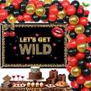 Cheetah Cherry Party Decorations Balloon Garland Kit – Let’s Get Wild Backdrop 5ft × 3.3ft with Leopard Print Balloons for Birthday, Bachelorette, Wild Theme Celebrations & Unforgettable Photo Moments