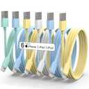 iPhone Charger 6Pack MFi Certified Lightning Cable 3/3/6/6/6/10FT Durable Soft Silicone Fast Charging Cord Compatible for iPhone 14 13 12 11 Pro Max XR XS X 8 7 6 Plus SE etc - Bright Color