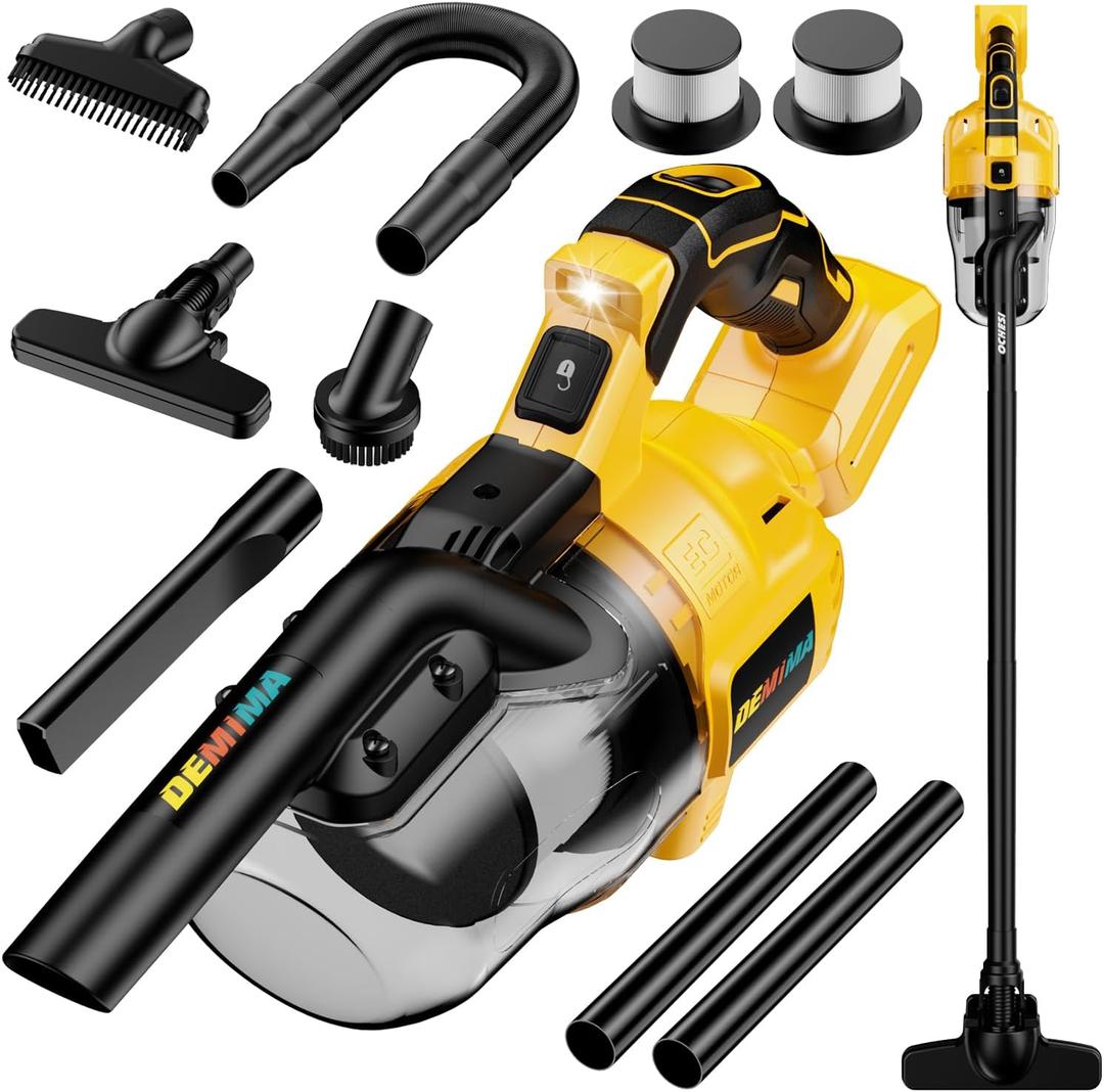 Cordless Vacuum for Dewalt 20V Battery, 5 in 1 Lightweight Handheld Vacuum Cleaner with 500W Powerful Motor, 46 CFM Portable Hand Vacuum with Filtration HEPA for Floor, Carpet(Battery Not Included)