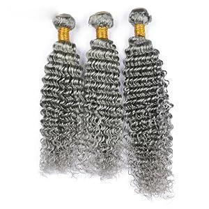 Ubinica Sliver Grey Human Hair Bundles 16 18 20 Inch Jerry Curly Wave Bundles Human Hair 300g/ Pack Unprocessed 11A Brazilian Virgin Hair Weave 3 Bundles for Black Women