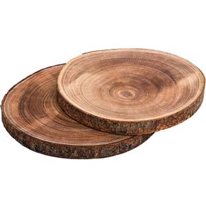 Nicunom 2 Pack Large Wood Slices for Centerpieces, 9"-10"/11"-12" Natural Wood Slabs Round Tree Slices Wooden Cheese Server, Rustic Wood Centerpieces for Wedding Table