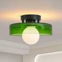 Glass Light Mid Century Modern Light Dining Room Flush Mount Ceiling Light for Kitchen Dining Room Bedroom Green