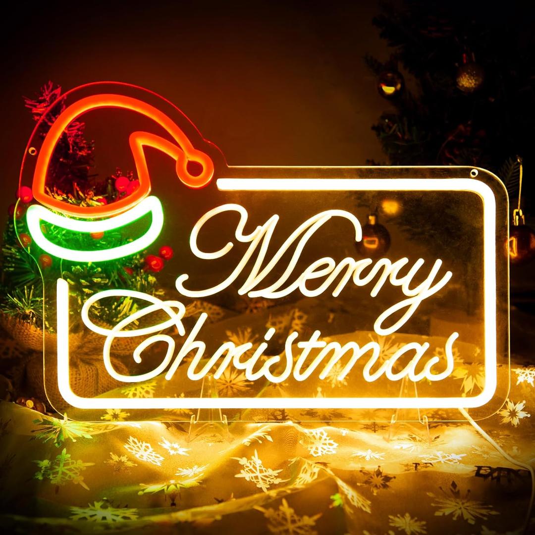 Merry Christmas Neon Sign: Dimmable LED Neon Lights for Wall Decor - Ideal Ambient Lighting Holiday Decorations for Home Kids Room
