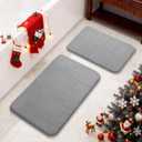 Yimobra Memory Foam Bathroom Rugs Sets 2 Piece - Super Soft Absorbent Quick Dry Bath Mat Set, Machine Washable Non Slip Floor Carpet for Tub Shower & Single Sink (17x24 & 31.5x20 Inch, Gray) (Grey)