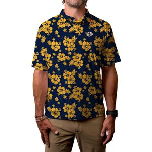 Blue 84 NHL Mens NHL Officially Licensed Short Sleeve Performance Polo Floral (Large, Team Color)
