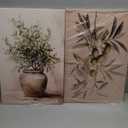 2Pcs Framed Botanical Wall Art Green Olive Branches Poster Print Neutral Farmhous Plant Picture Canvas Painting Wall decor for Living Room Kitchen or Dining Room Decor 12x16IN