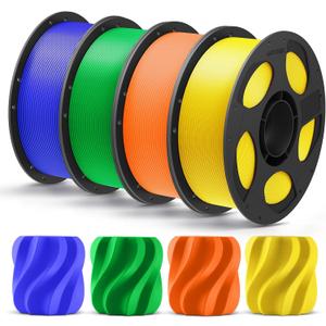 ANYCUBIC PLA Plus (PLA+), 3D Printer Filament 1.75mm Bundle, High Toughness, Dimensional Accuracy +/- 0.02mm, 4 Pack 1KG Reusable Spool, Blue, Green, Orange, Yellow