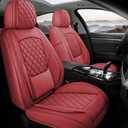 Car Seat Covers Full Set, 5 Seats Universal Waterproof Leather Vehicle Cushion for Automotive Front and Rear, Protectors Fit for Most SUV Truck Sedans Pick-up, Airbag Compatible (Red)