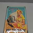 LANOLU Retro Tin Sign Sewing, Gift for Sewing Enthusiasts, Seamstresses, Funny Sayings & Shabby Chic Decoration, 11.81x7.87 Inch Iron Sign
