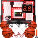 Indoor Basketball Hoop Pro for Kids, Over The Door Basketball Hoop with LED Light/Scoreboard/4 Balls- Upgraded Anti-Impact Backboard, Basketball Toys Gifts for 6 7 8 9 10 11 12 Year Old Boys (Red)