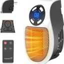 Plug in Small Space Heater for Indoor Use 450W, Wall Outlet Electric Heater with Remote, 12H Timer & LED Display, PTC Ceramic Fast Heat Safely for Bedroom Bathroom Office