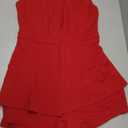 Women's Sexy Deep V Neck Sleeveless Backless Blazer Romper Short Jumpsuit (Medium, Red)