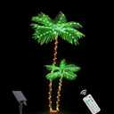 OUSHENG Solar Lighted Palm Trees for Outside Patio, Bar Pool Deck Outdoor Decorations Decor, Light Up LED Artificial Fake Tree Lights for Yard Tropical Party Christmas
