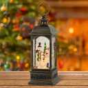 Lasumora Christmas Snow Globe Swirling Glittering Snowman Scene with Timer & Music, Lighted Water Lantern USB Lined/Battery Operated for Christmas Festival Decoration Gifts - 11.4 inch