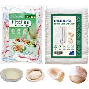 50 Banneton Liners and 100 Bowl Covers for Banneton Bread Proofing Basket, Fits bowls up to 12",Non-Stick Dough Basket Liners, Sourdough Bread Baking Supplies, Bread Covers for Proofing