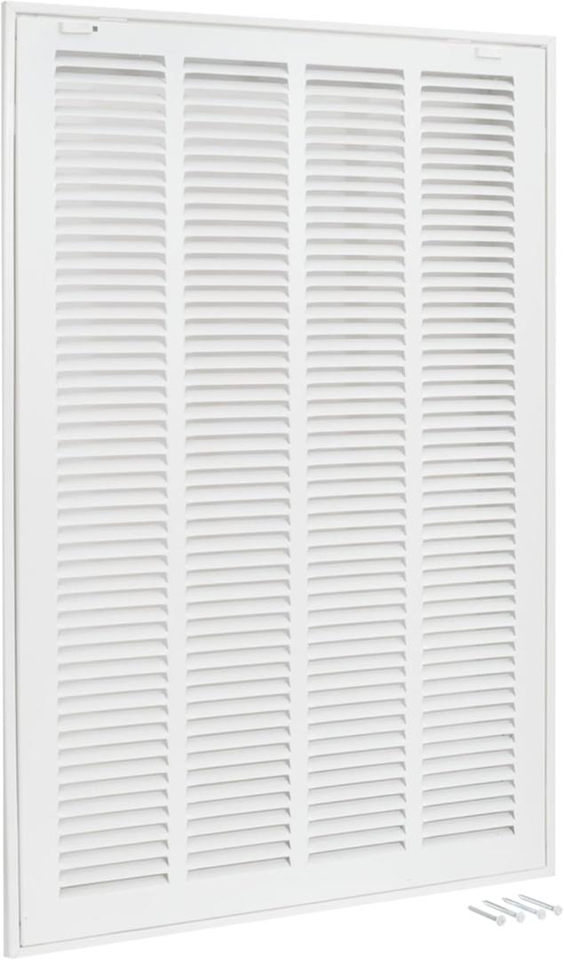 EZ-FLO 16 x 25 Inch (Duct Opening) Return Air Vent Cover for Wall or Ceiling, Solid Steel Return Air Filter Grille, HVAC Vent Cover, White, 61671