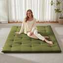 Mollydot Japanese Floor Futon Mattress Full Size 54"x 75", Foldable Bed Mattress, Portable Tatami Mat Sleeping Pad, Folding Futon Cushion, Roll Up Floor Lounger for Guest Room Dormitory (Green)