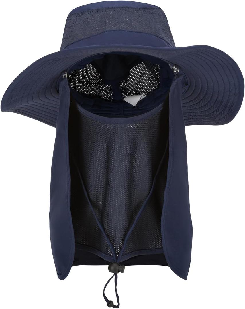 Fishing Hat, UPF 50+ Sun Cap with Detachable Mask (Blue)