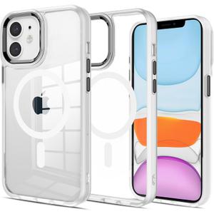 Magnetic for iPhone 11 Case [Anti-Yellowing] [Military Grade Protection] Shockproof Clear Hard Back Slim Case - White