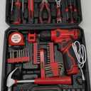 Tool Set - Tool Kit with 8V Cordless Drill, 132 Piece Tool Box with Drill, Home Tool Kits for Men & Women, Hand Drill Set Perfect for Homeowner, Diyer, Handyman - Red
