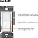 Lutron Diva LED+ Dimmer Light Switch for Dimmable LED, Halogen, and Incandescent Bulbs, 150 Watt, Single-Pole or 3-Way, DVCL-153P-BL, Black