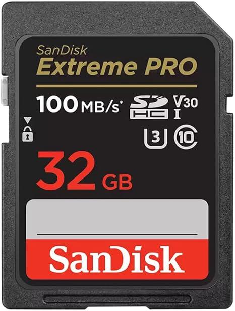 SANDISK 32GB Extreme PRO SDHC UHSI Memory Card  C10, U3, V30, 4K UHD, SD Card  SDSDXXO032GGN4IN