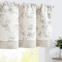 jinchan Linen Kitchen Valance for Windows 16 Inch Gray Floral Double Layer Valance Living Room Laundry Room Darkening Rustic Cottagecore Farmhouse Flower Window Treatment 1 Panel Grey on Linen