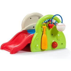 Step2 Sport-Tastic Activity Center, Kids Playhouse, Indoor/Outdoor Playset & Slide, Play Gym Includes Bat & Balls, Made of Durable Plastic, For Toddlers 1+ Years Old