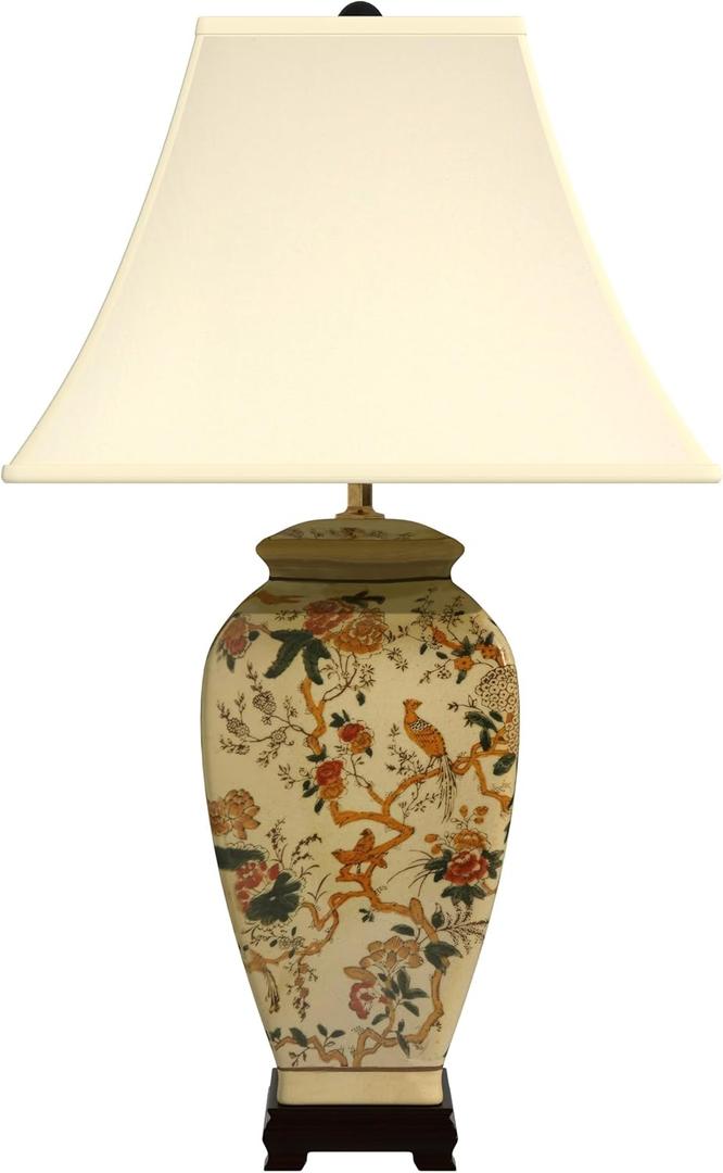Red Lantern 25" Autumn Birds and Flowers Vase Lamp