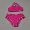 WIQI Girls Swimsuits Bikini Set 2 Piece Bathing Suit Color Contrast Trim Swimwear Size 7-16 (9-10 Years, Hot Pink-a)