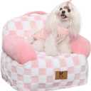 KSIIA Cat Bed Waterproof Cat Couch with Armrests Puppy Bed for Small Dogs Supportive Pet Couch Cute Pet Sofa with Removable Machine Washable Cover & Anti-Slip Bottom, 18 x 14 in, Pink