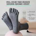 5 Pairs Women's Mid Calf Yoga Socks Non Slip Five Toe Medium Cushion Cotton, Dot Rubber Sole for Pilates, Dance, Barre, Gym Girl's Barefoot Soft Boot Socks