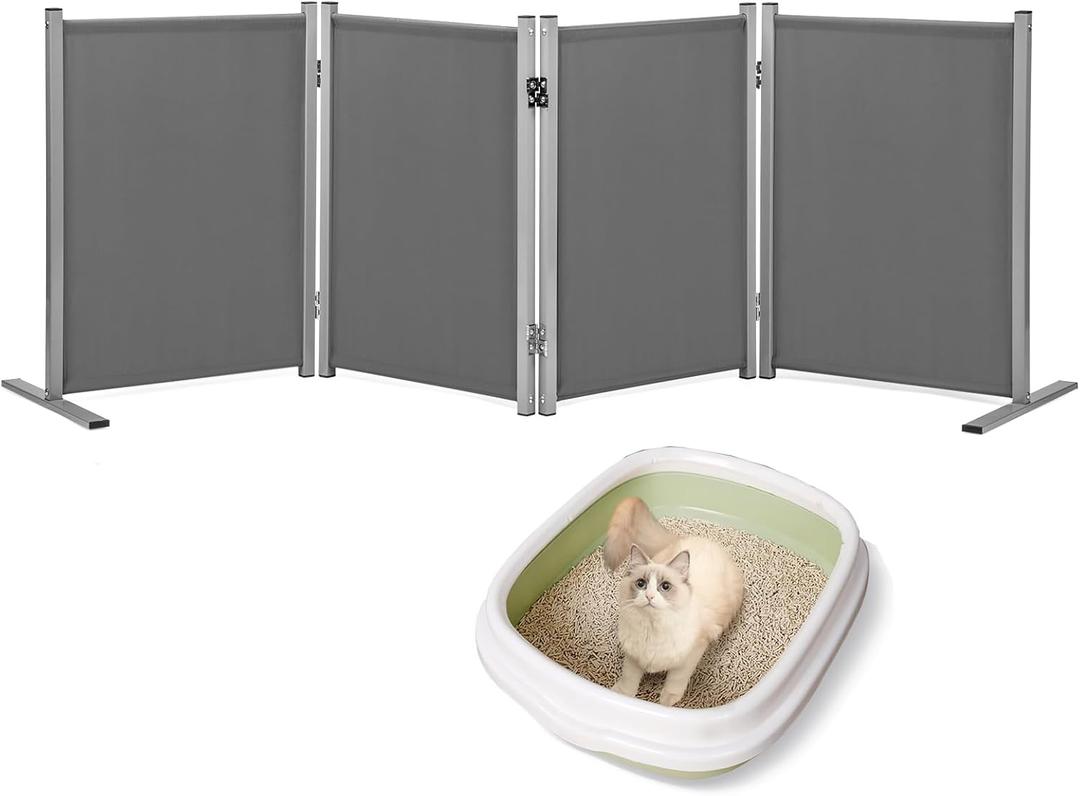 Rantila Cat Litter Box Privacy Screen Cat Litter Box Furniture Best for Your Cat's Health, 68''W x 24''H, Grey, Need Assembly