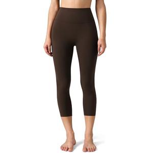 Colorfulkoala Dreamlux No Front Seam Leggings for Women High Waisted Capris 21" Inseam Yoga Pants (Espresso, Small)