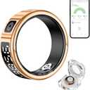 Sqrutri Smart Ring with LED Display for Women, IP68 Waterproof Smart Rings for Men, Sleep, Blood Oxygen, Heart Rate, Steps Smart Ring Health Trackers (Gold, 10)