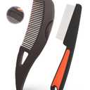 Self-Cleaning Dandruff Comb 2-Pack Set, Hollow Teeth Button-Release Scalp Detox, Fine Tooth 0.5mm & 2mm for Nits Buildup Removal, Women Men Kids, Stainless Steel Ergonomic Anti-Slip Hair Care Tool