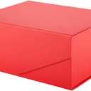 PACKHOME Mothers Day Gift Box 9x6.5x3.8 Inches, Rectangle Collapsible Box with Magnetic Lid for Xmas Gift Packaging (Matte Red, Grain Texture)