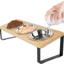 Elevated Cat Bowl, 15 Tilted Cat Bowl Stand with 3 Stainless Steel Bowls for Indoor Cats and Pet, Raised Cats Bowls for Food and Water (M)