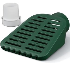 4in. Grate Yard Drain, Yard Drain Emitter for Sump Pump Discharge & Downspout Extensions, 10" W x 11.5" L x 4.7" H, Protects Foundation, Prevents Standing Water Includes 3" & 4" SCH 40 Pipe Adapter, Green
