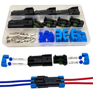 14-12 AWG 2 Pin Connector Weather Pack Connectors Kit 2 Wire Waterproof Automotive Electrical Plug Connectors Quick Connect and Disconnect (4 Set)