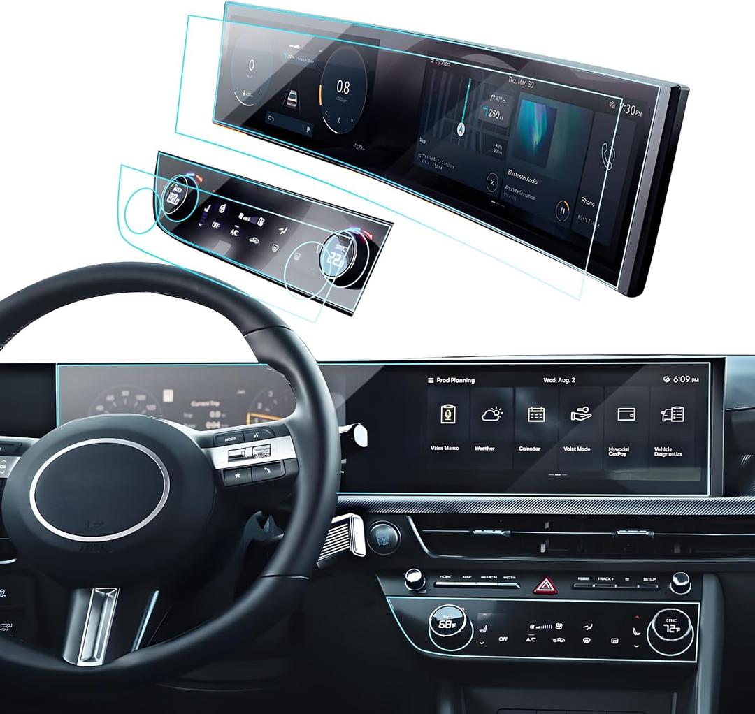 Hyundai Sonata Screen Protector for 2024 2025 2026 Sonata (SEL/N Line/SEL Hybrid/Limited) Accessories Navigation & AC Nano Touchscreen Protector Film Anti-Glare 12.3''- 4PCS