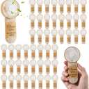 50 Pcs Mini Electric Handheld Fans for Wedding Guests Bulk, Portable Wedding Fans Battery Powered with Flower & Thank You for Celebrating with Us Patterns, Battery Not Include (Brown)