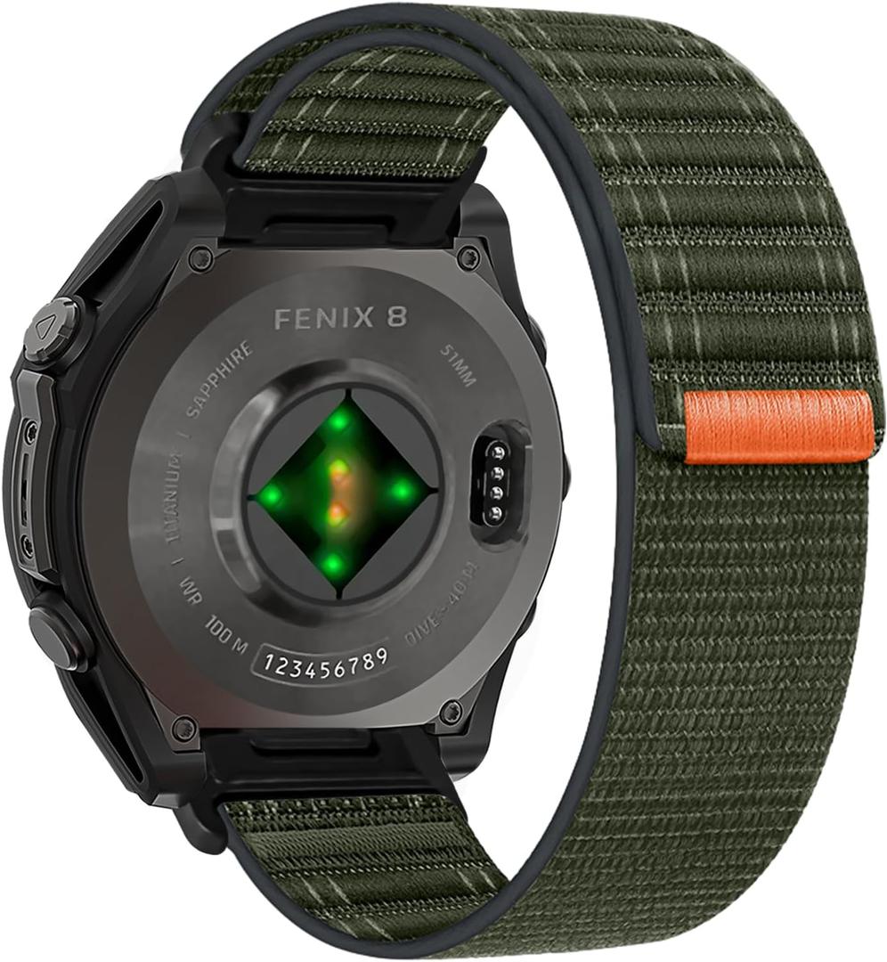 Nylon Fabric Band Compatible for Garmin Fenix E/Fenix 8 47mm/Fenix 8 51mm/Fenix 7/Fenix 7X/Fenix7 Pro, 22mm 26mm Sport Adjustable Strap for Forerunner 965/Descent MK1/Descent G1/D2 Charlie