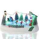 VCUTEKA Animated Christmas Village Houses, Lighted Musical Police Station Scene with Helicopter, Patrol Car, Dog, Victorian Xmas Village Collectible Building for Holiday Home Table Display Dcor (Blue)
